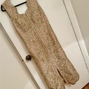 Handmade Indian Embroidered Wedding Top and Shawl-pale pink